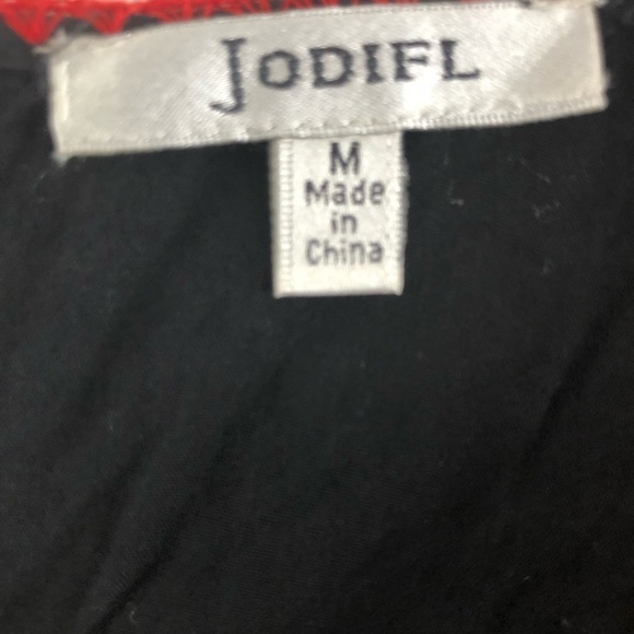 Jodiful Floral Embroidered Bohemian Pullover Blouse Tie Sleeve Medium Black - Picture 5 of 11